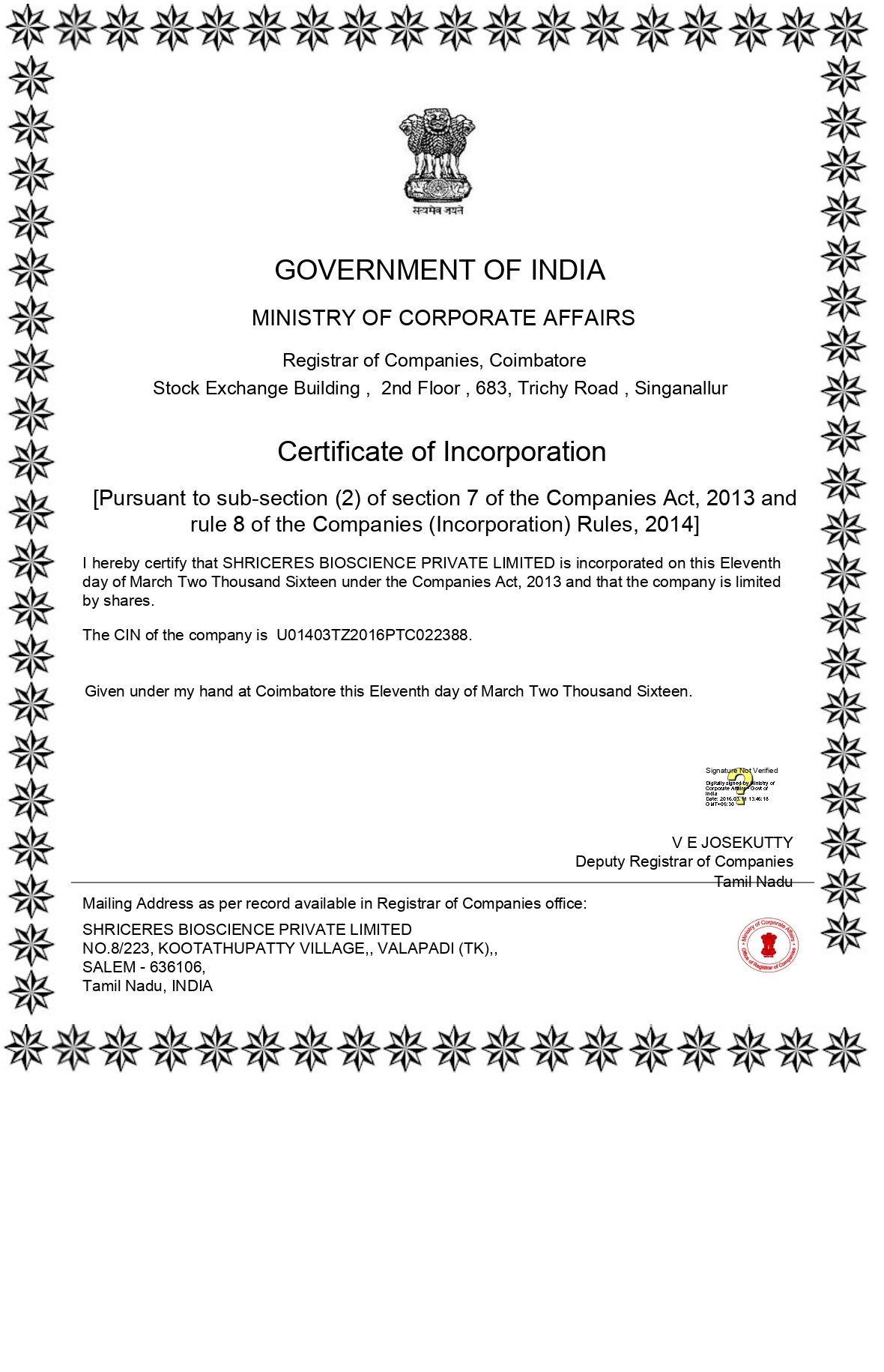 certificate